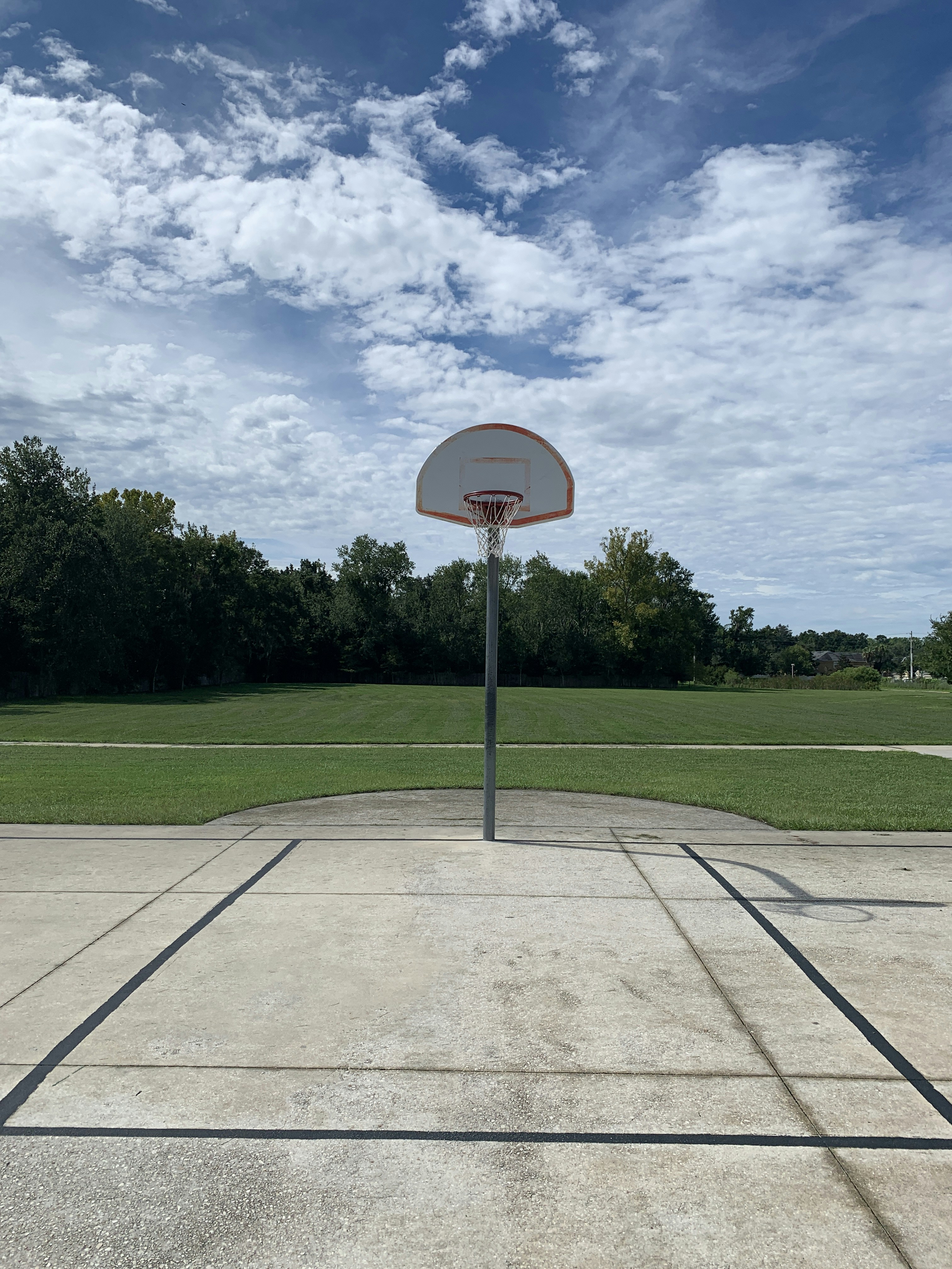 basketball hoop on green grass field under blue sky during daytime