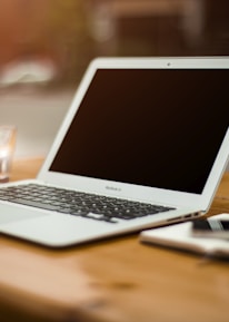 photo of turn-off MacBook Air on table