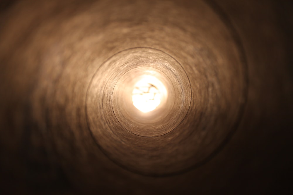 closeup photo of tunnel with lighted light