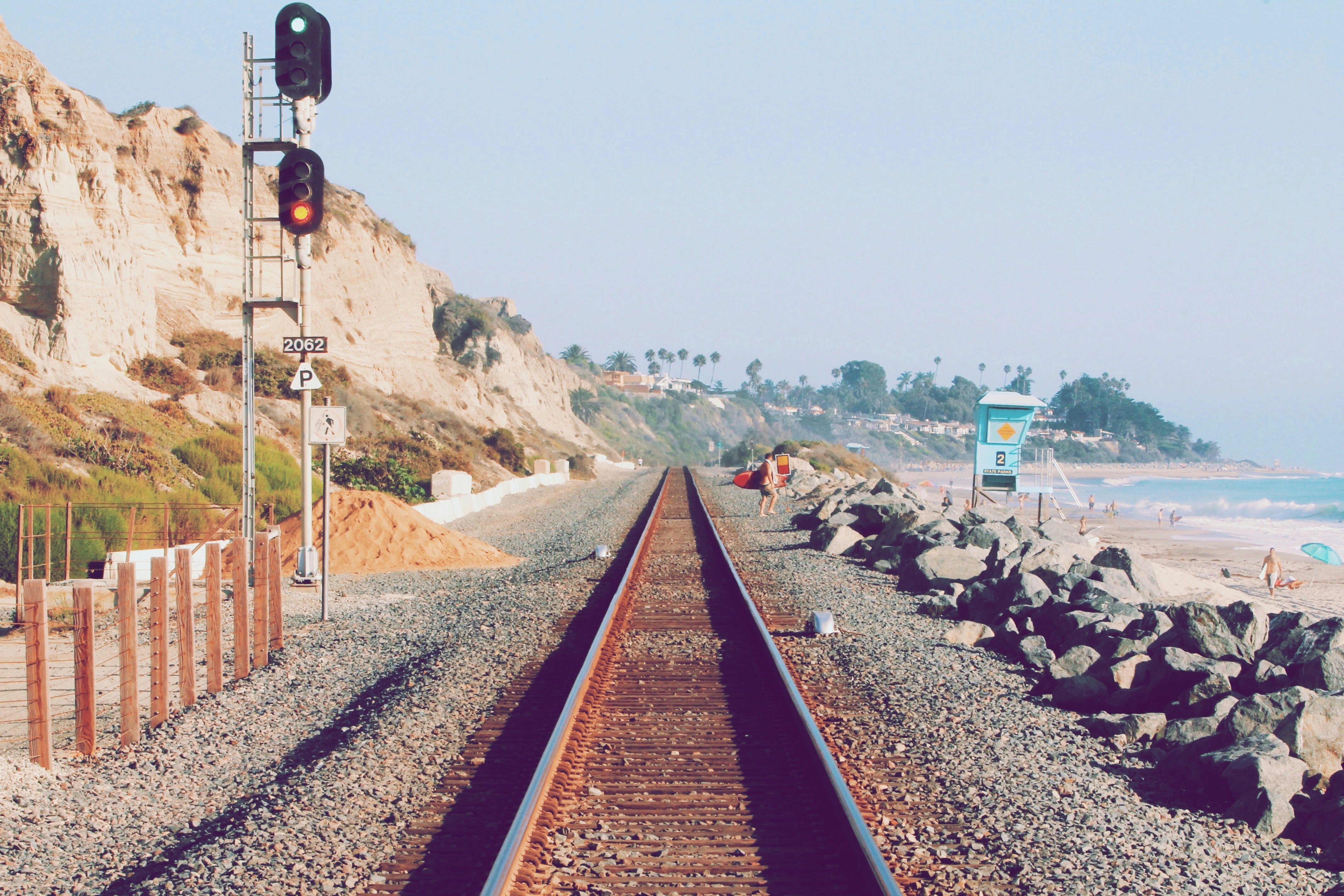 Railroad tracks by the beach