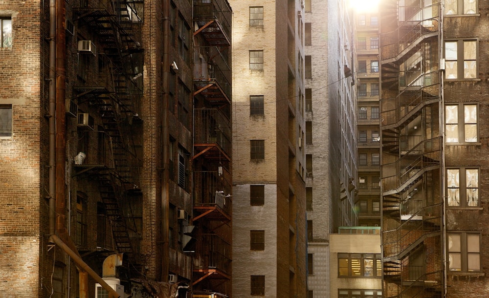 brown buildings under sunny sky