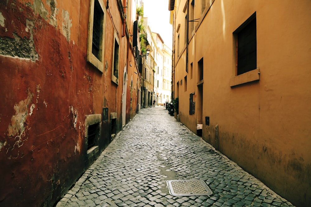 empty street between buildings