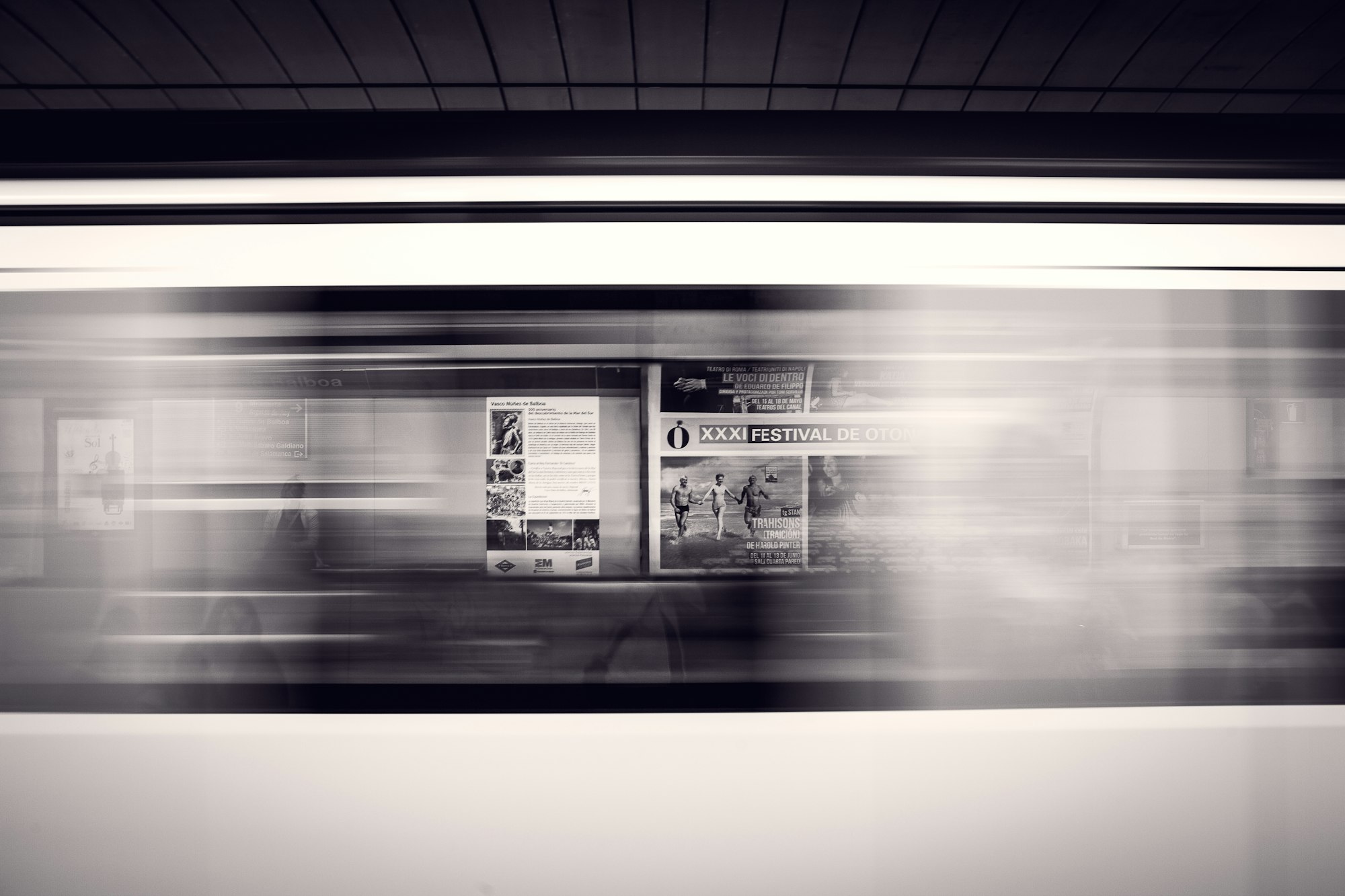 subway train in motion