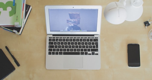 closeup photo of turned-on MacBook air