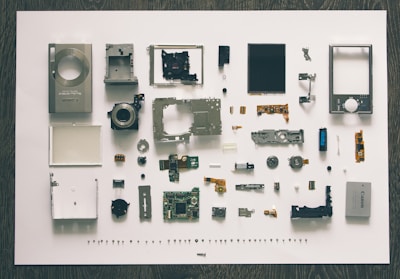 flatlay photography of camera module parts