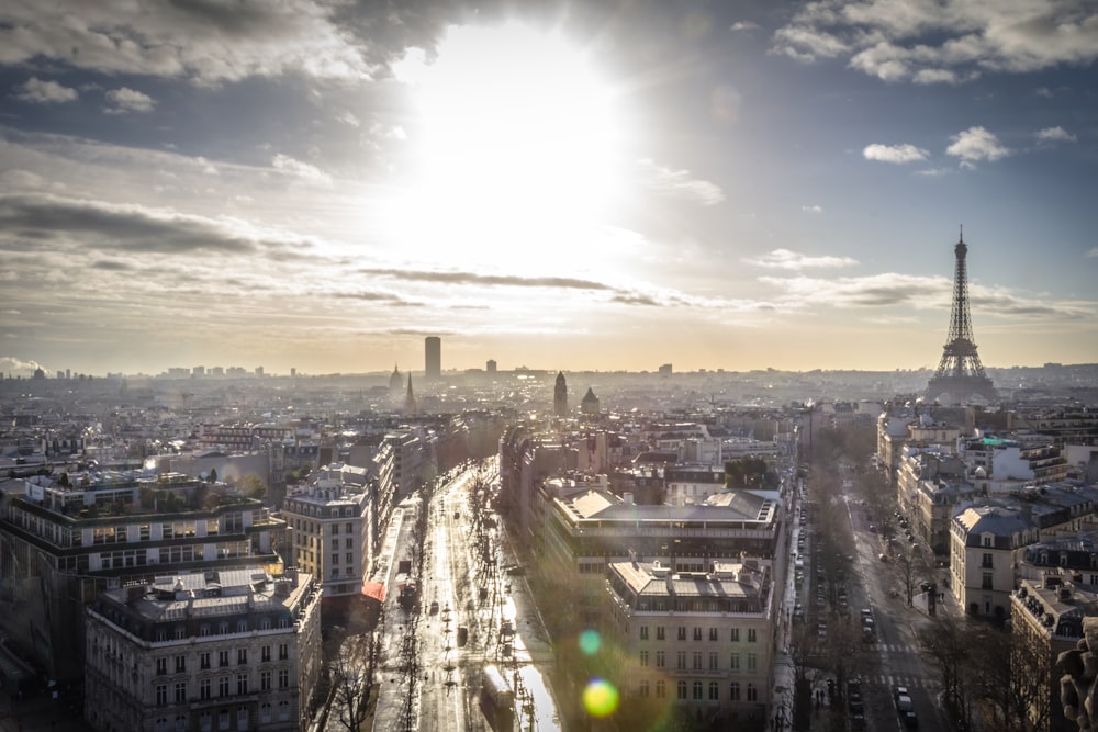 aerial view of city buildings