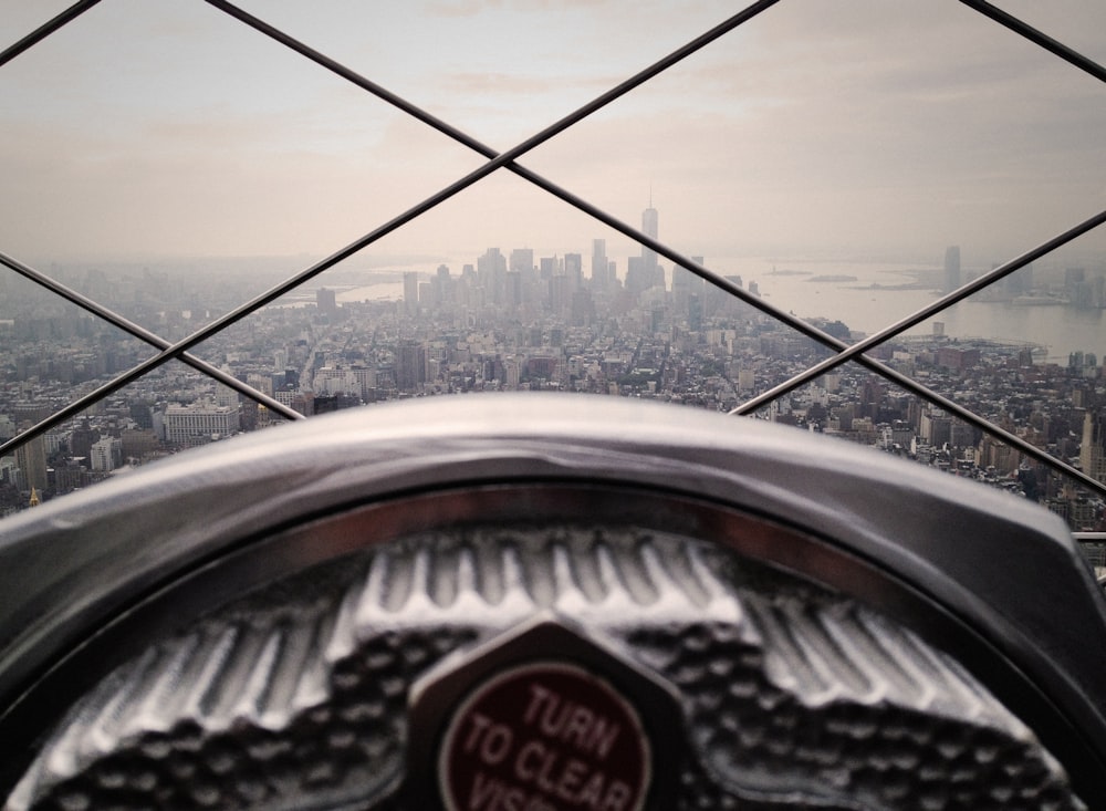 A viewfinder at the top of the Empire State Building in New York City