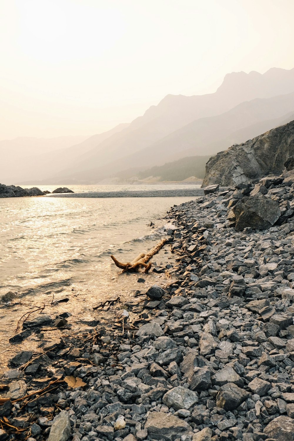 gravel shore during day