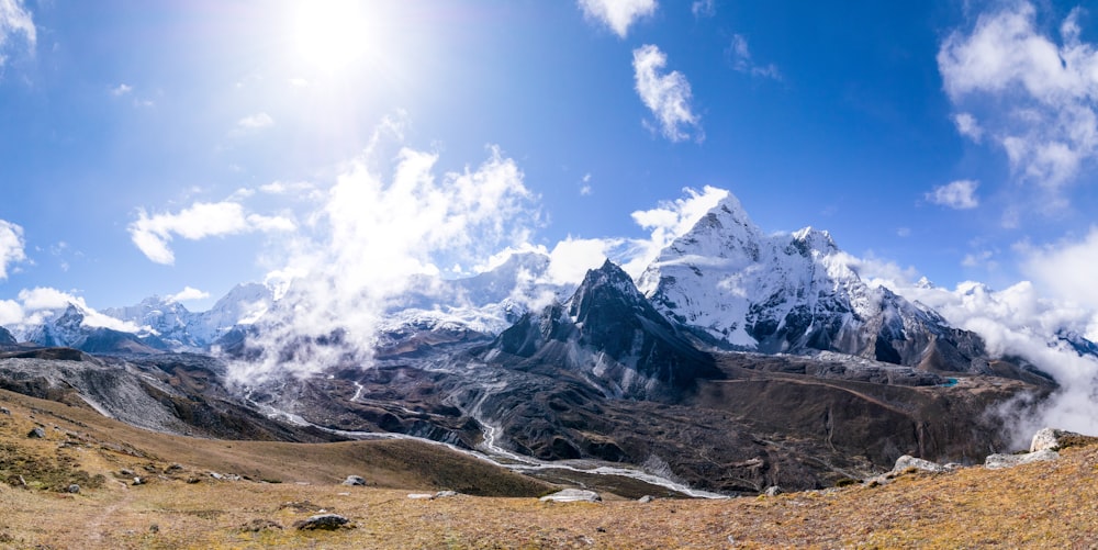 mountain covered with snow during daytime