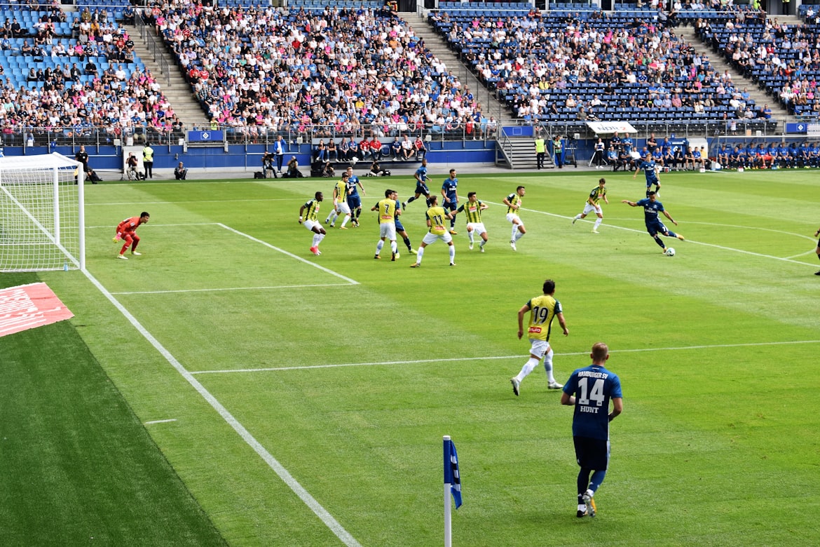 Soccer match in stadium