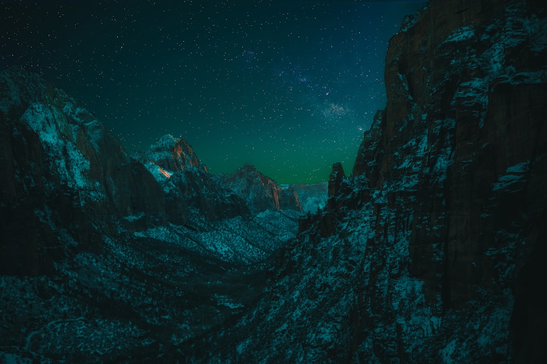 black mountain under clear night sky, A Starry Night in Zion