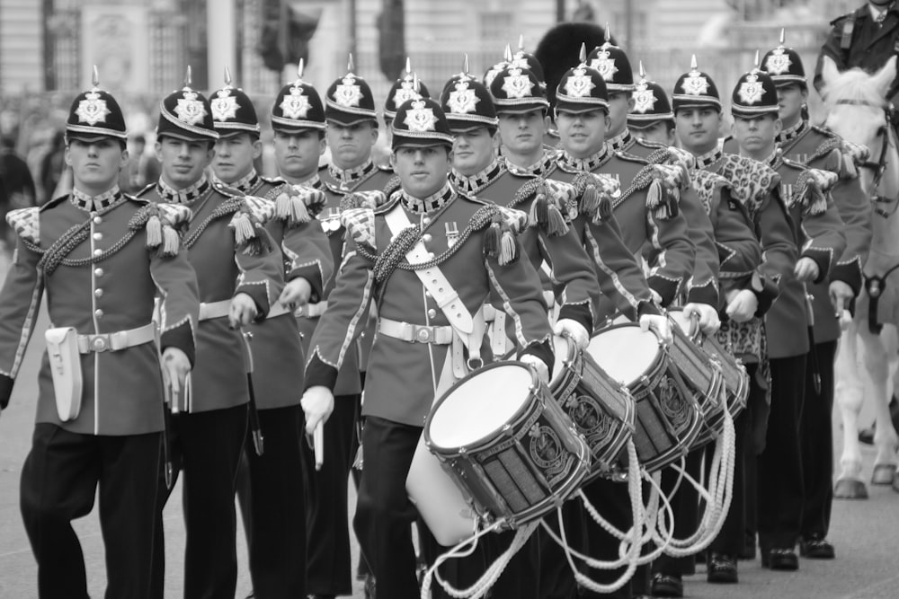 lined men with drums