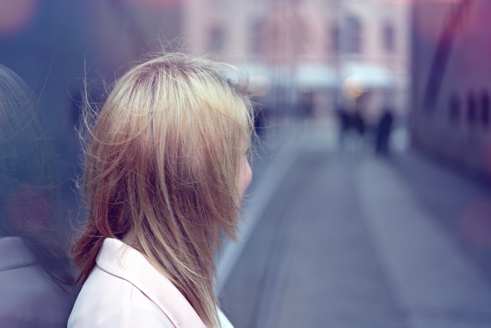 woman looking to her left