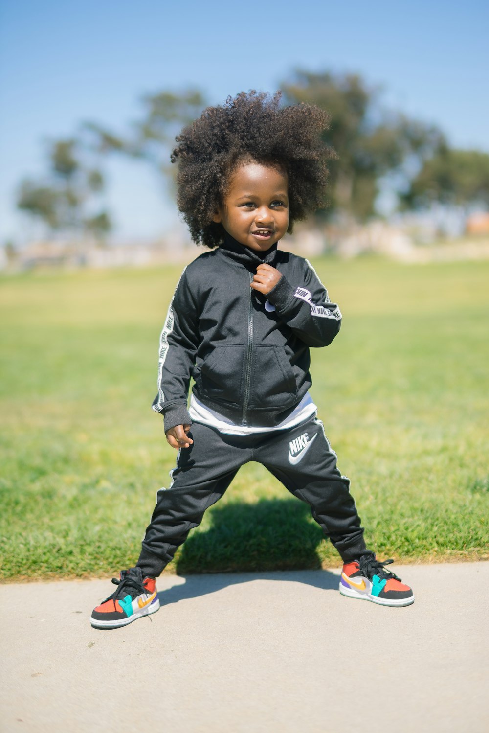 toddler in sweatsuit