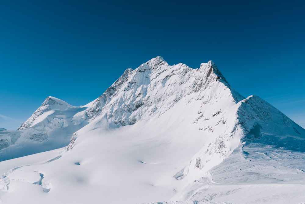 snow covered mountain under clear sky