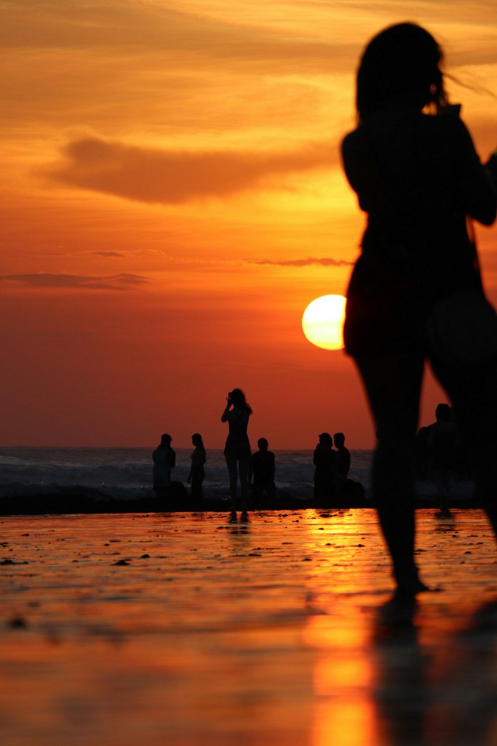 people at the beach during golden hour