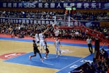 A basketball event with teams competing.