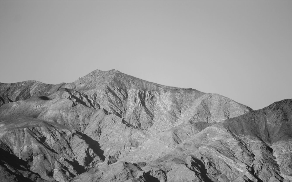 grayscale photography of mountain