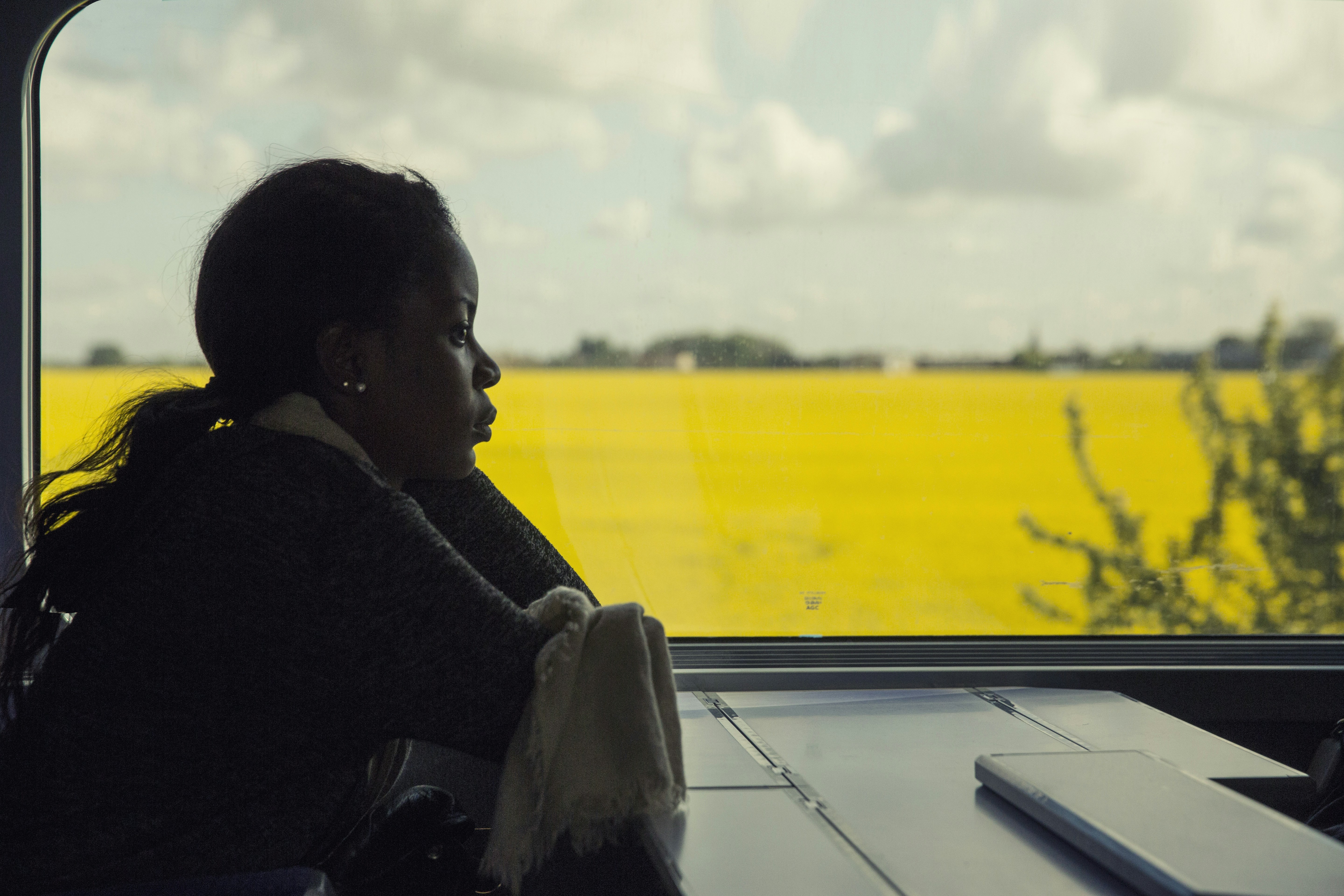 woman wearing black top, 