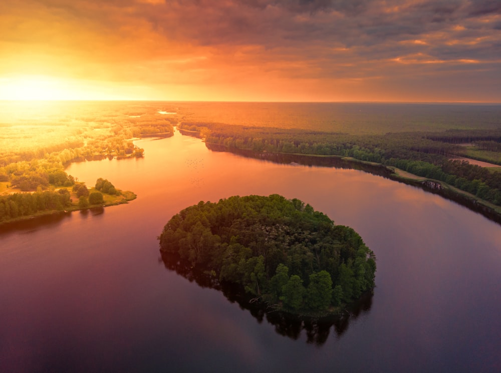 island during golden hour