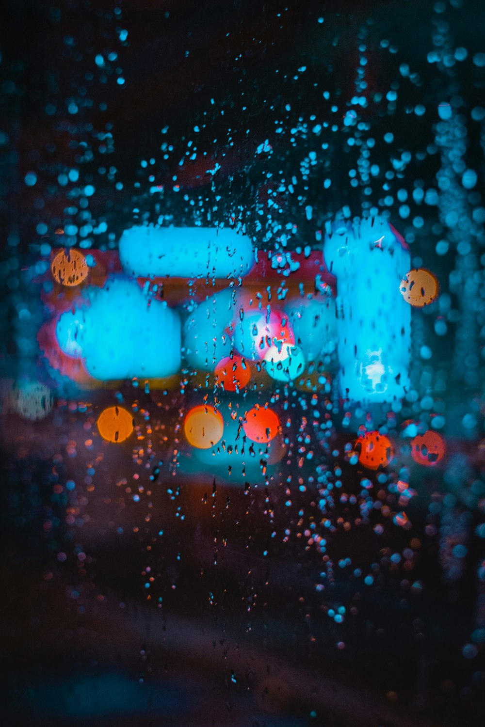 rain splattered glass window