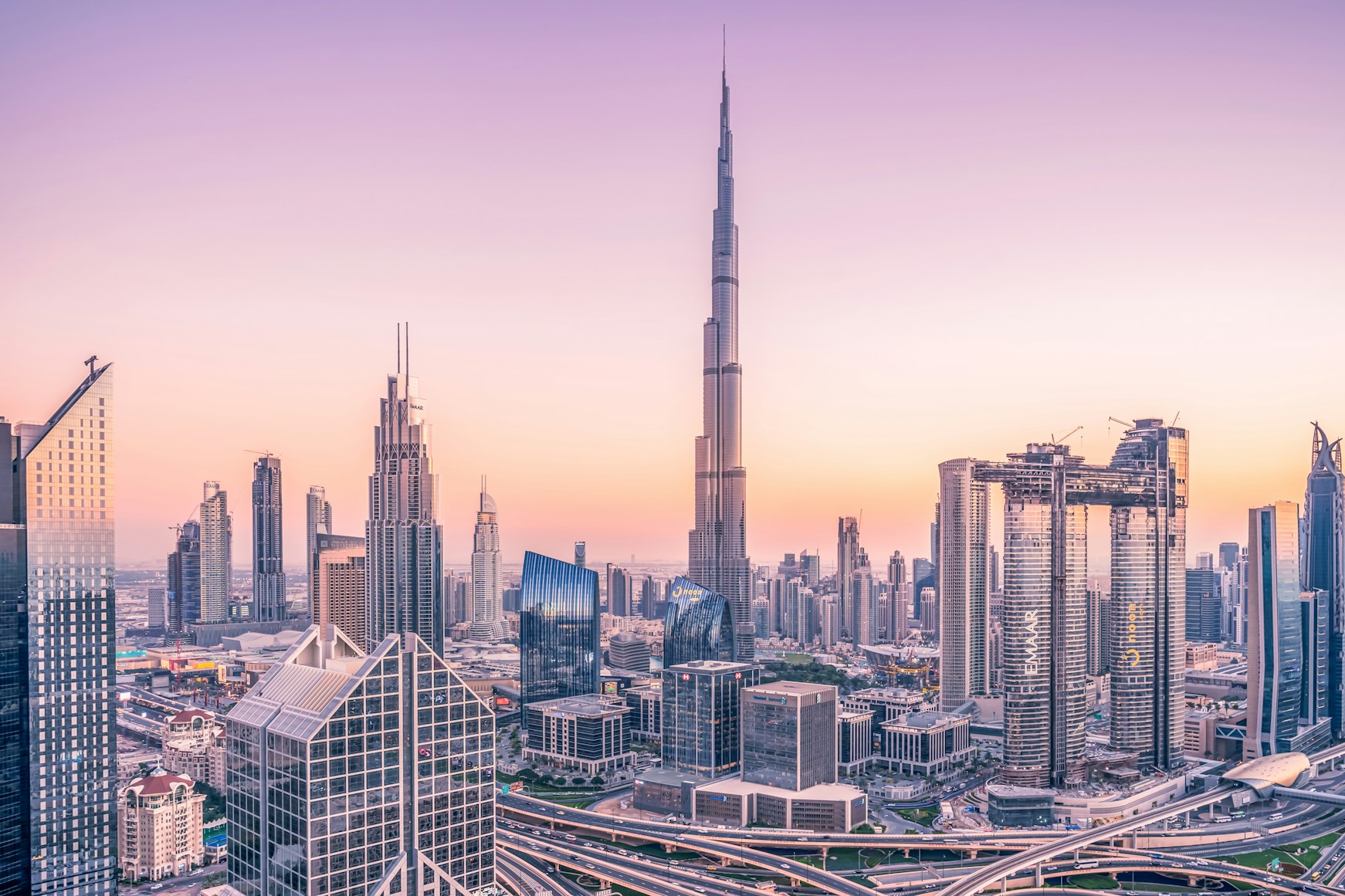 Dubai skyline with modern skyscrapers representing UAE construction and real estate opportunities