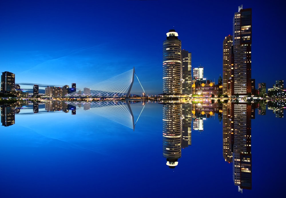 city building mirror landscape photo