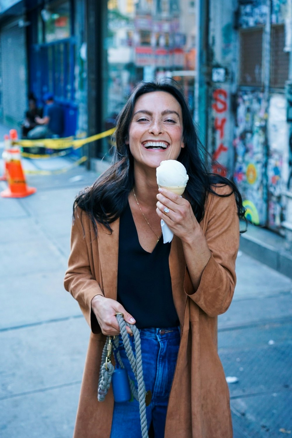 woman holding ice cream