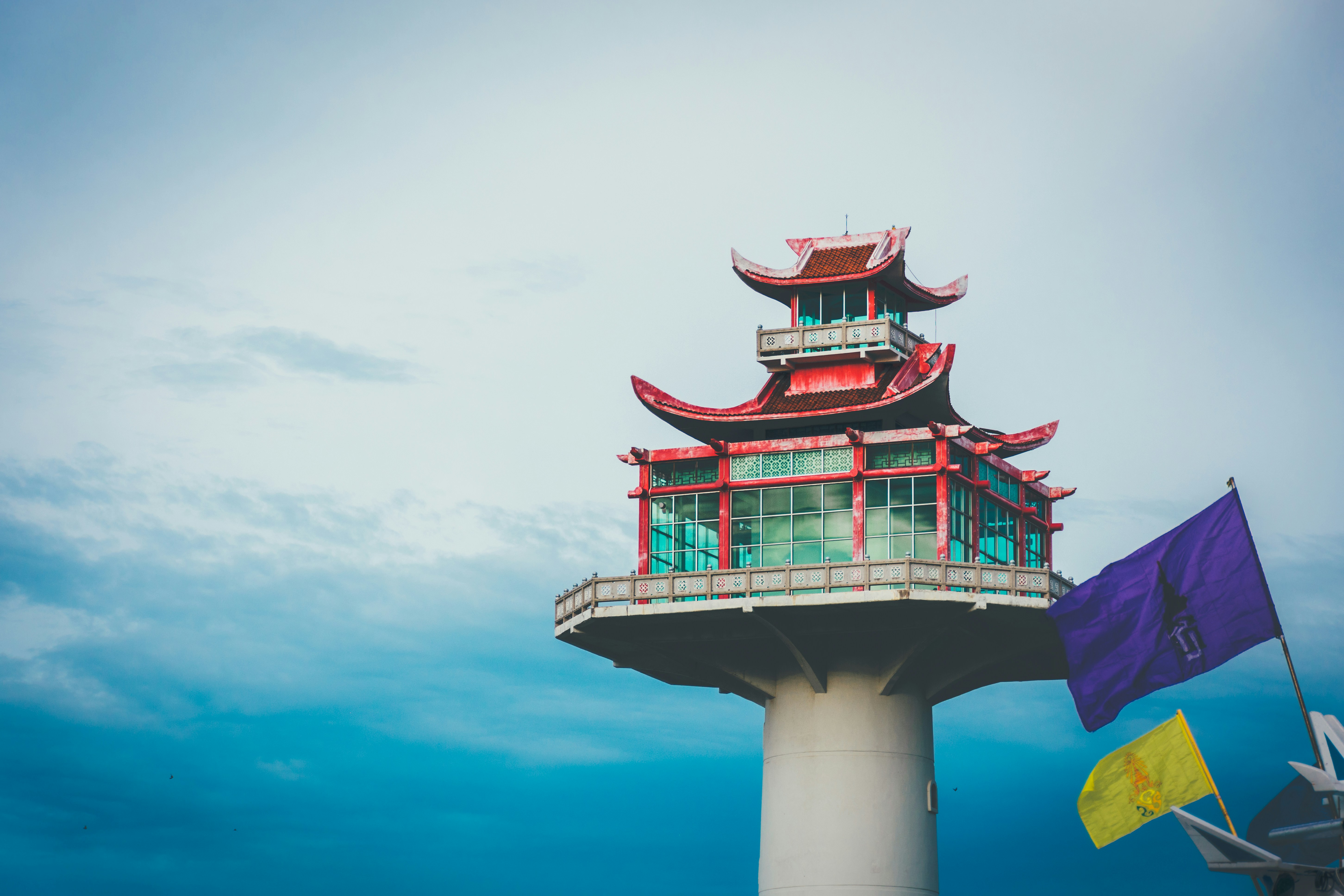 red and white pagoda temple