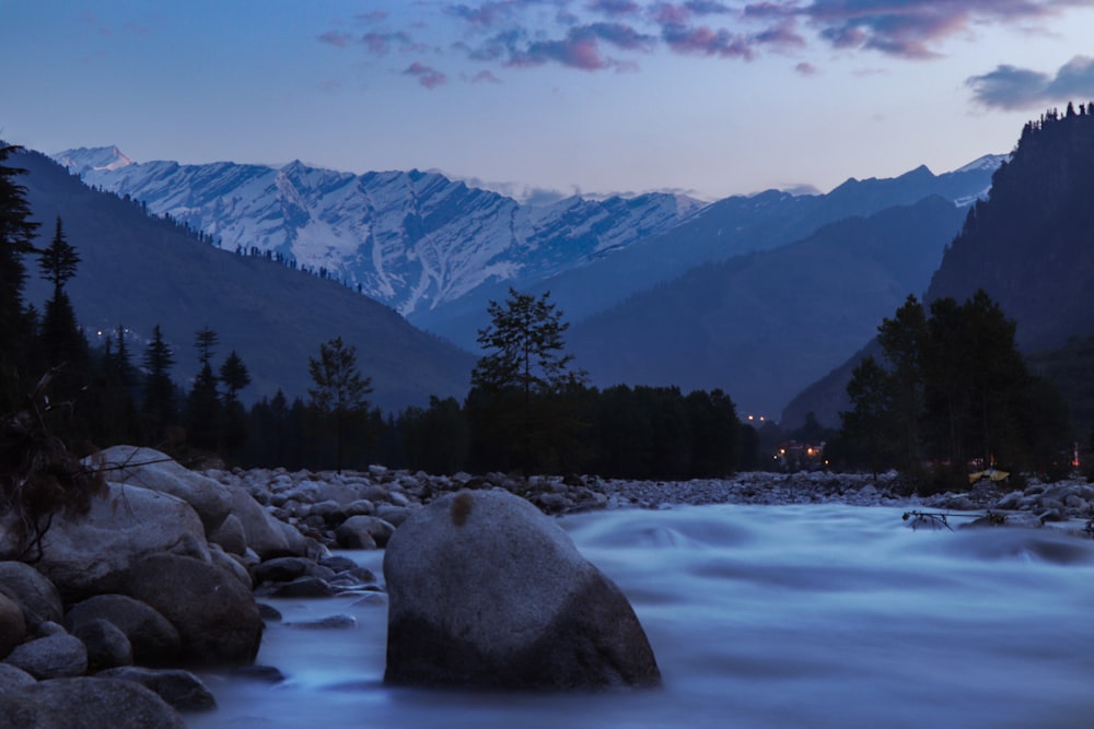 time lapse photography of body of water