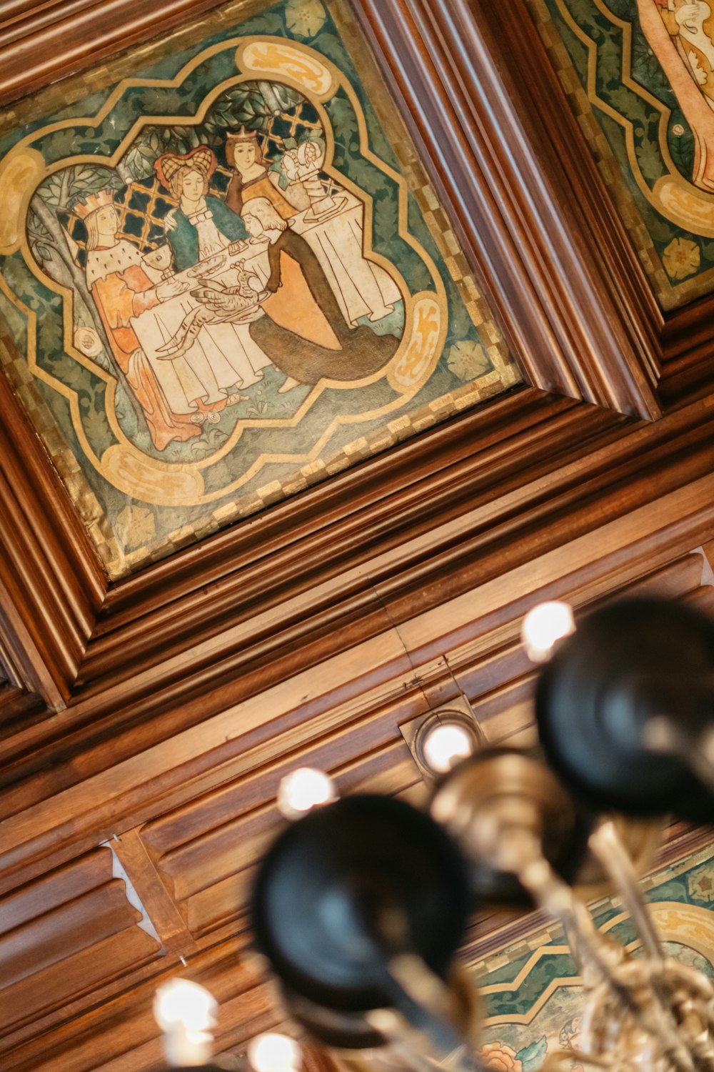 a painting on the ceiling of a restaurant