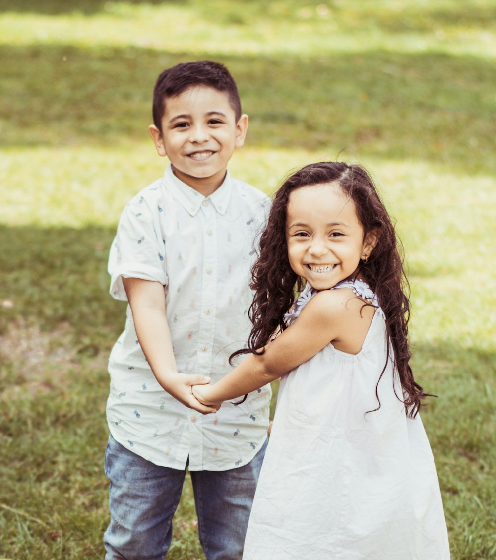 smiling girl and boy