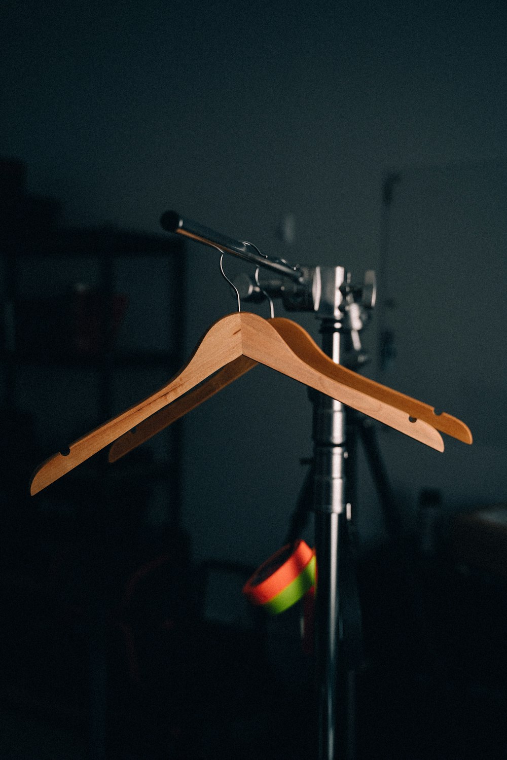 clothes hangers on display stand