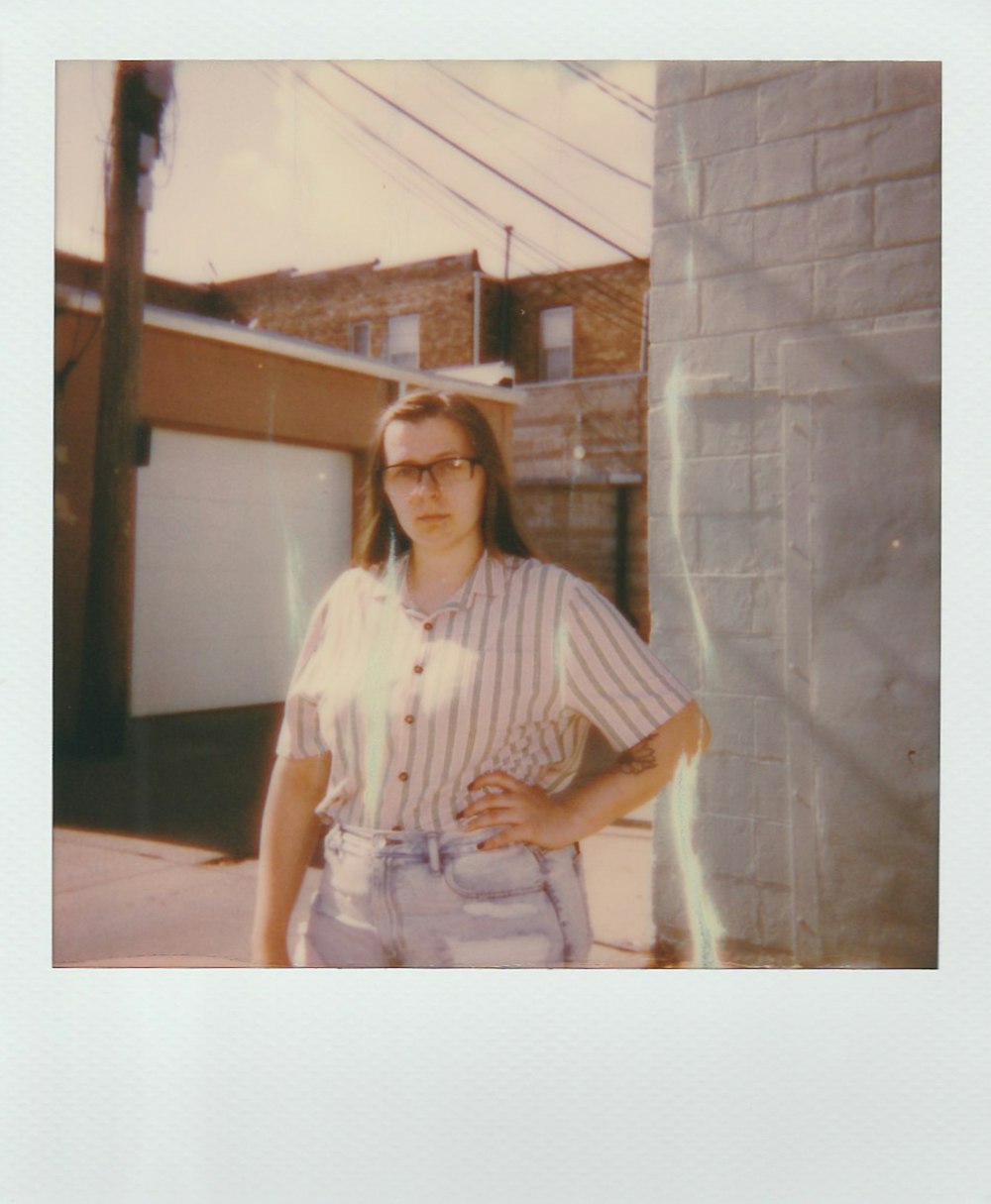 woman wearing striped button-up shirt