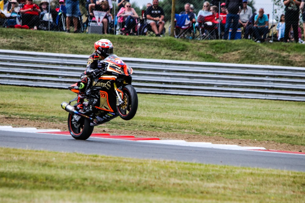 motorcycle racer on field