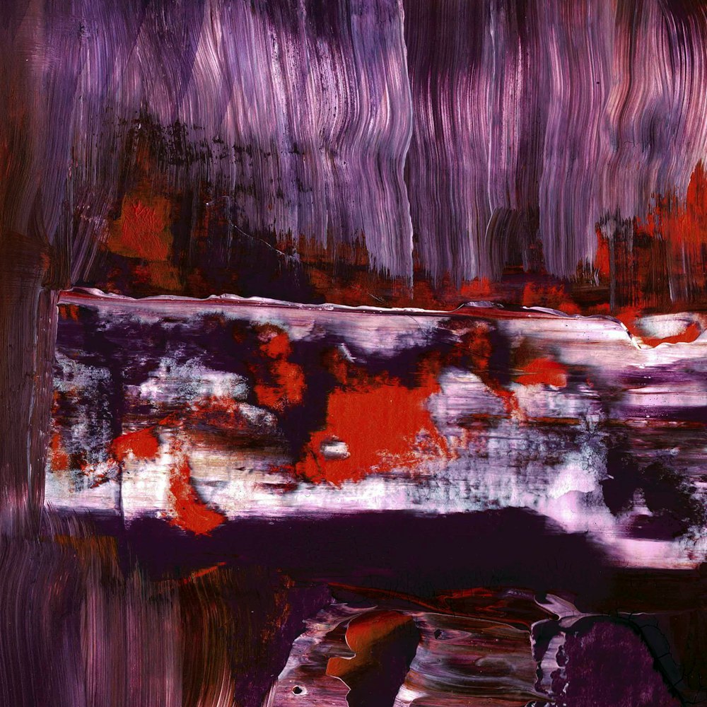 purple, red, and white abstract painting