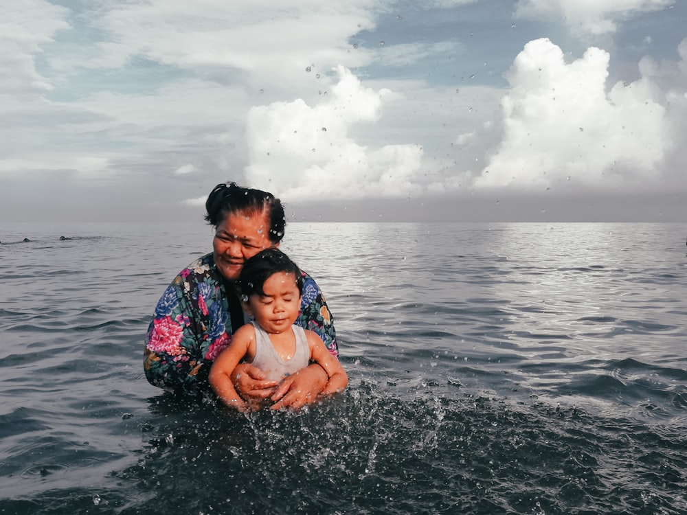 woman swimming on the ocean