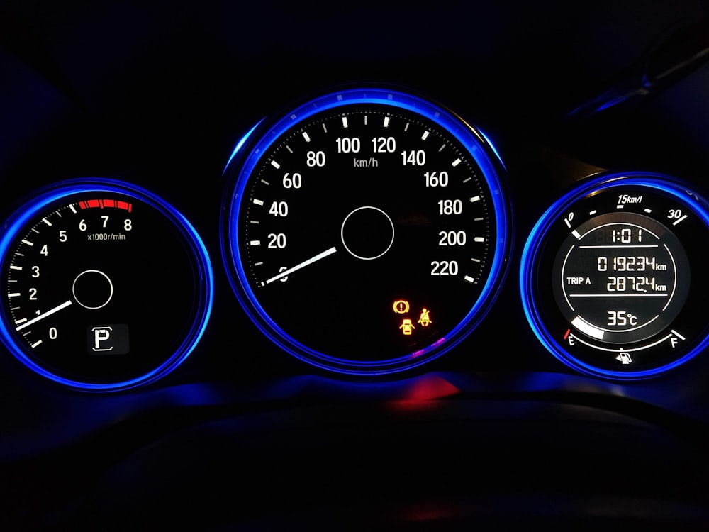 black and blue dashboard