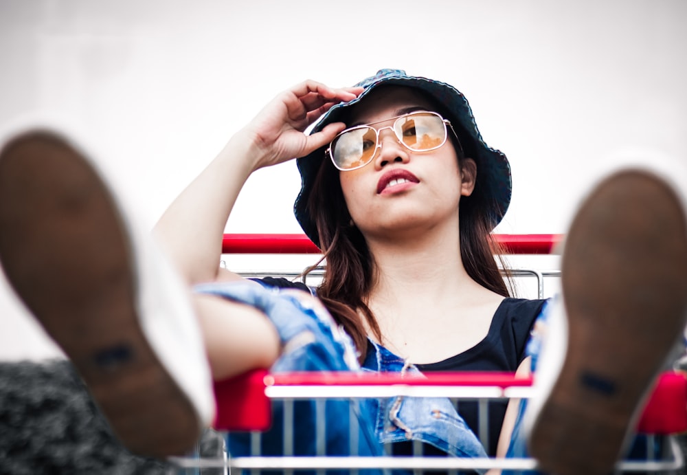 woman in shopping cart