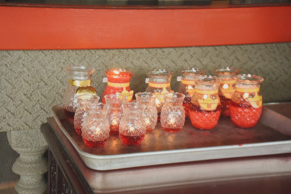 tray of glasses