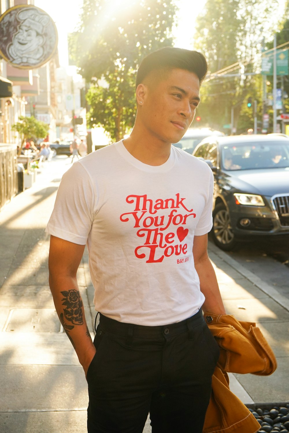 man wearing white t-shirt