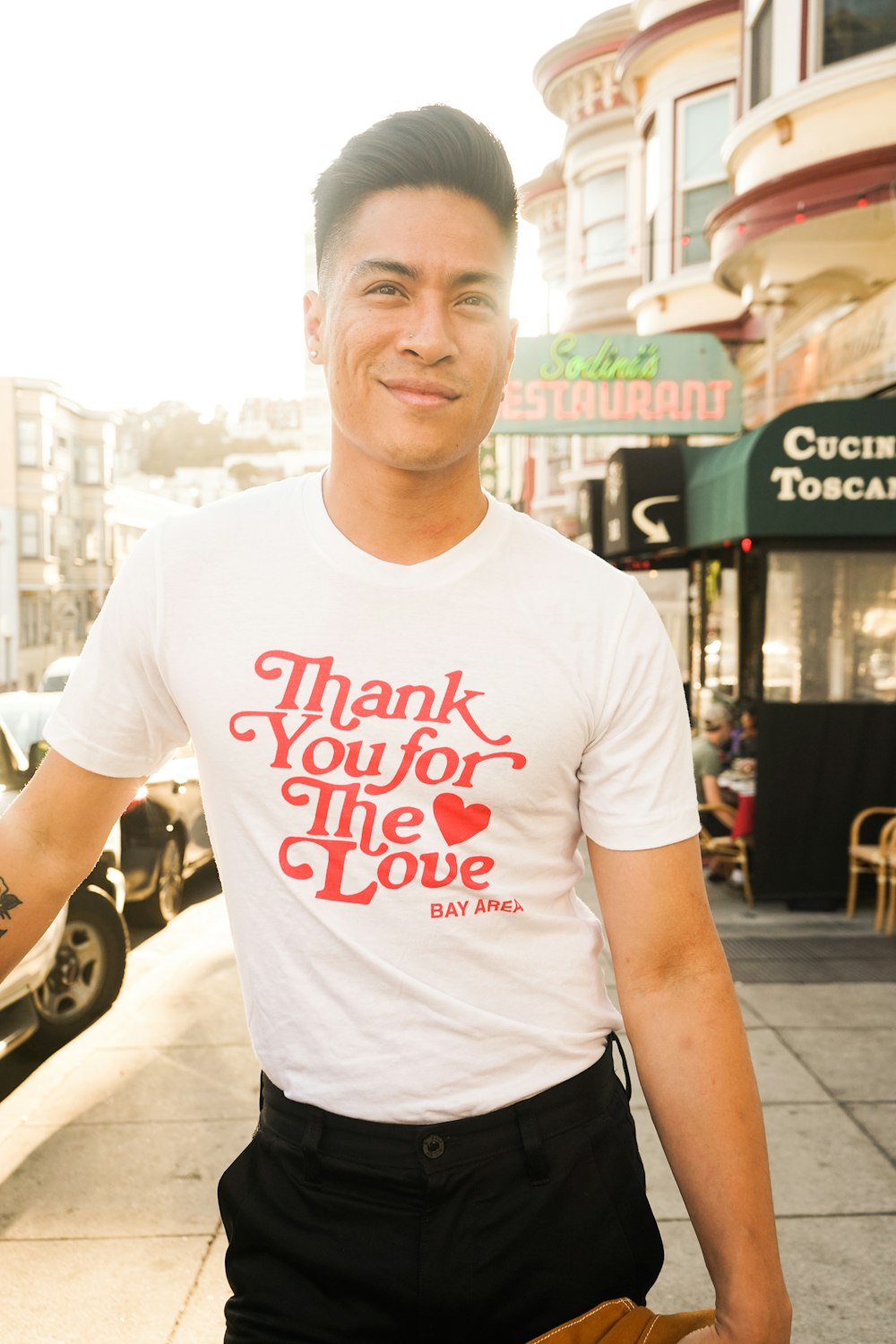 man wearing white crew-neck shirt