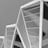 The image features a series of modern architectural structures with geometric lines and patterns. The design is composed of angular forms intersected by parallel lines, creating a stylish and contemporary aesthetic in a monochromatic palette.