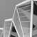 The image features a series of modern architectural structures with geometric lines and patterns. The design is composed of angular forms intersected by parallel lines, creating a stylish and contemporary aesthetic in a monochromatic palette.