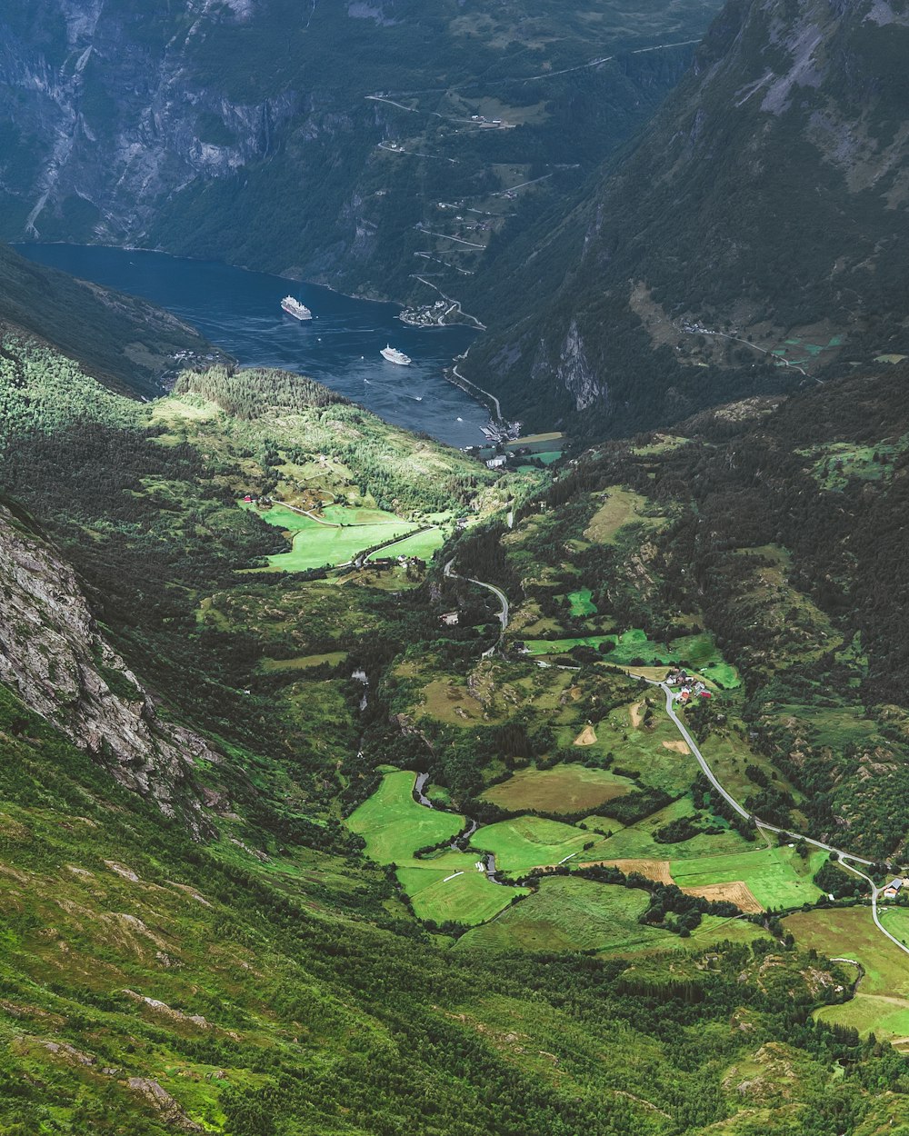 crop field near mountains