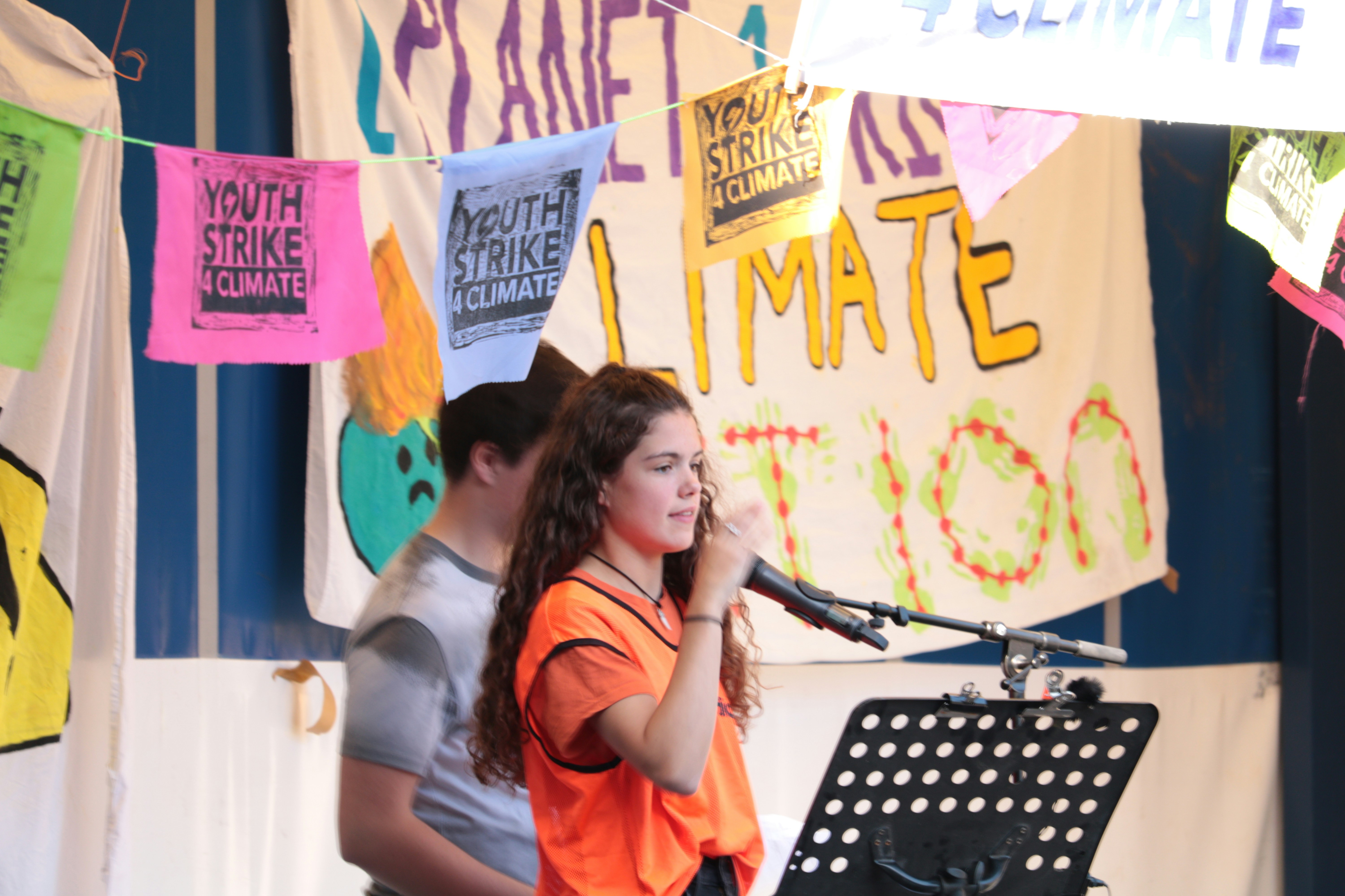 woman using microphone