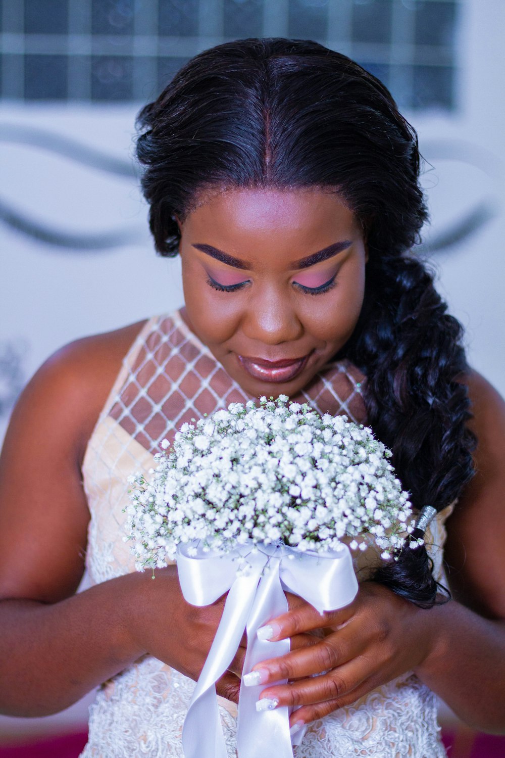 woman holding bouquet