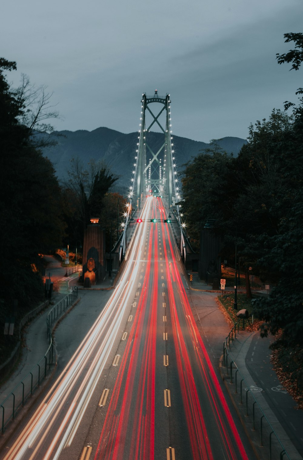 bridge at nighttime long exposure photography