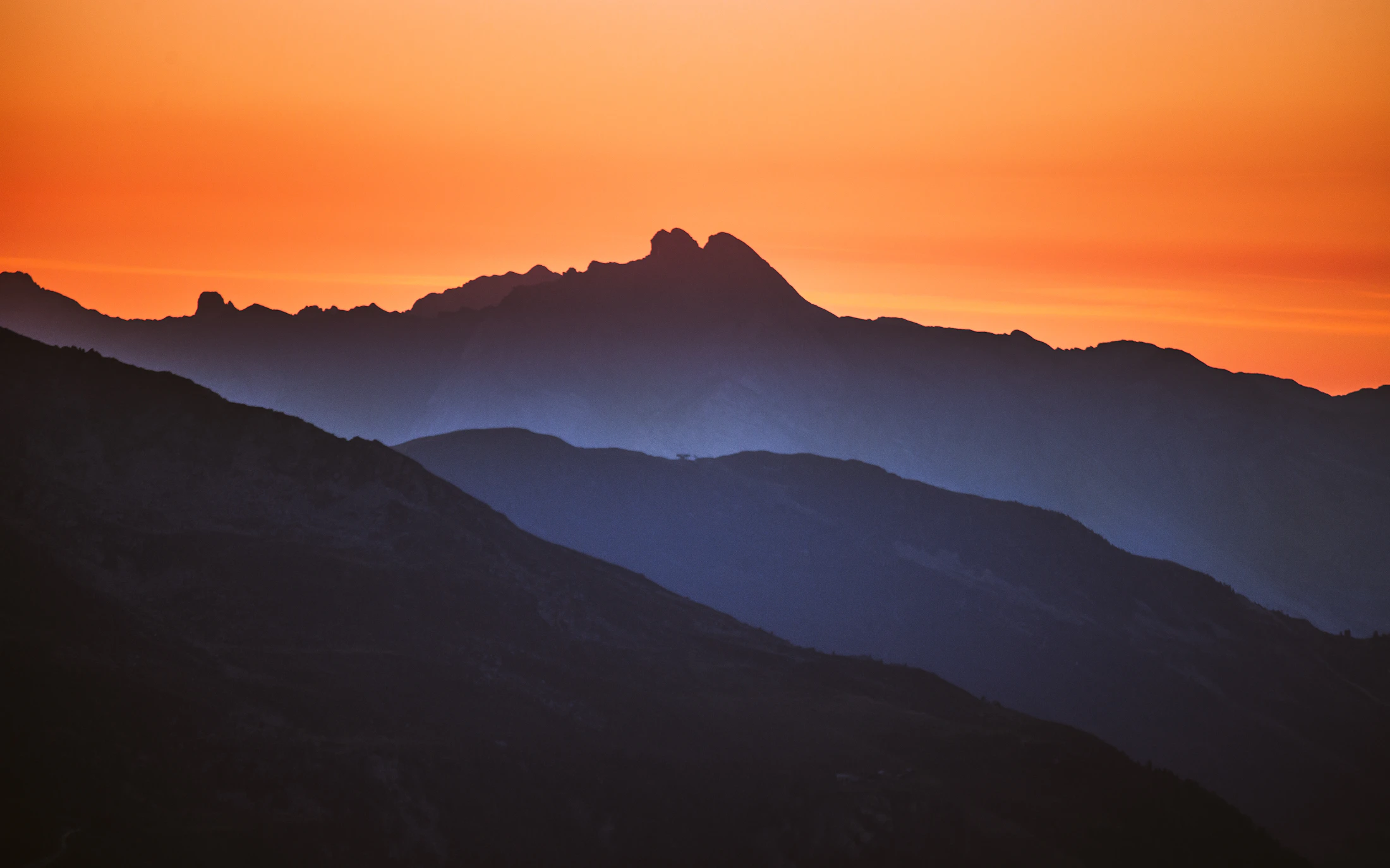 Mountain silhouette at golden hour