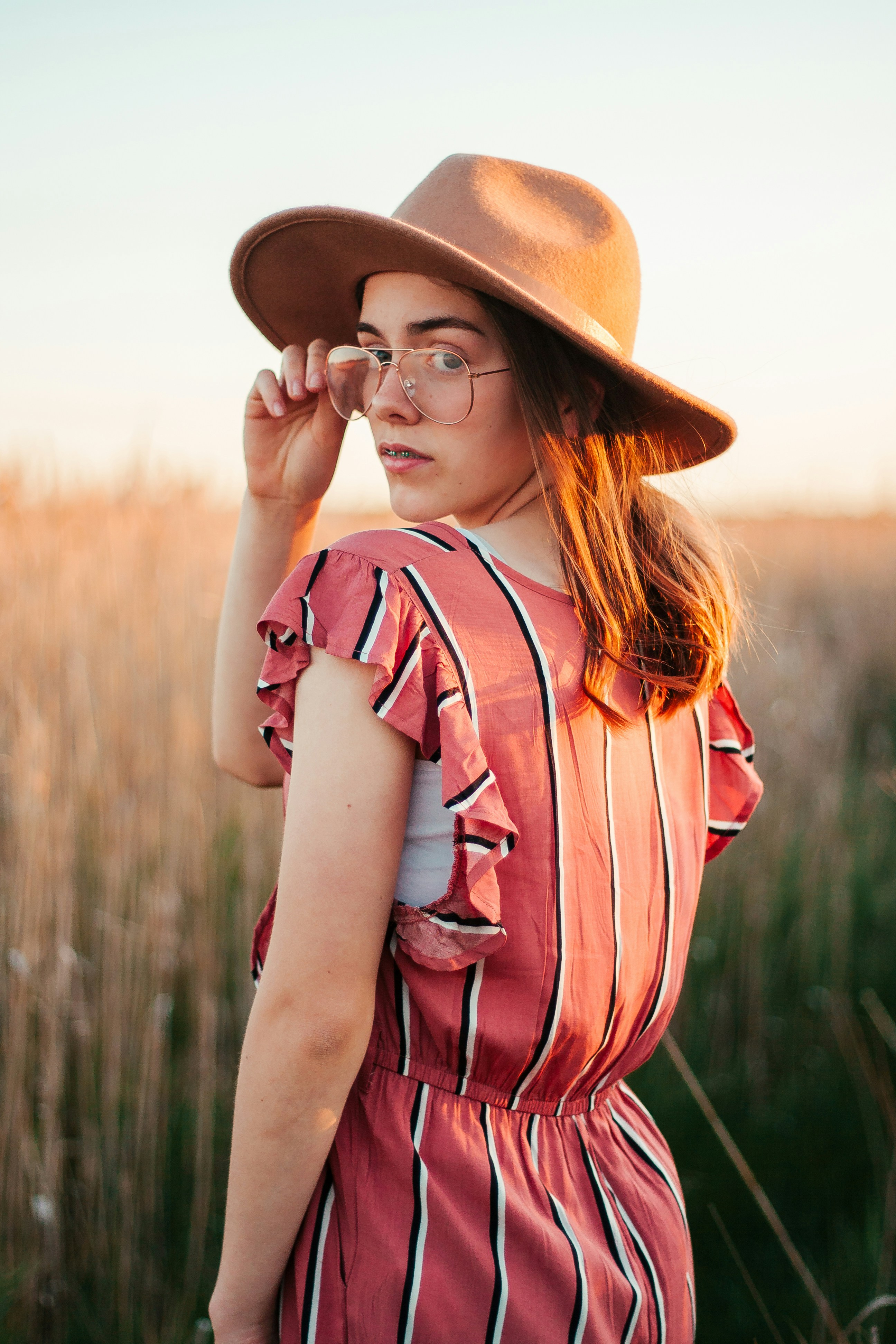 orange and black striped dress